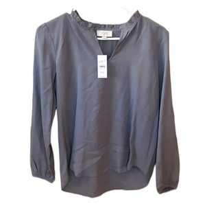 LOFT charcoal gray blouse NWT